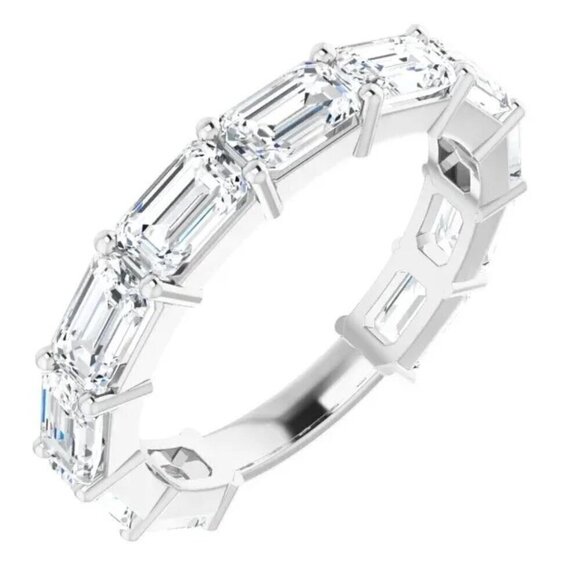 🔥925 Silver Plated Imitate Moissanite Ring Emerald CZ Ring, MARR9390 - Picture 1 of 6